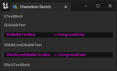 A snapshot displaying the 'ForegroundColor' property of SEditableTextBox