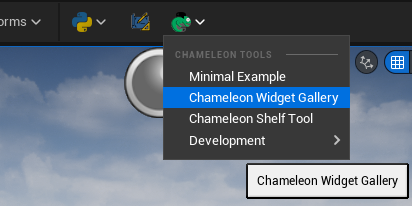 Menu entry for Chameleon Widget Gallery