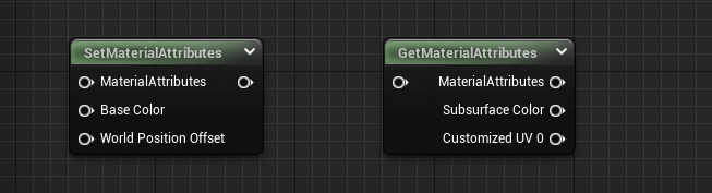 An image of the Get/SetMaterialAttribute Node in the Material Editor of Unreal Engine