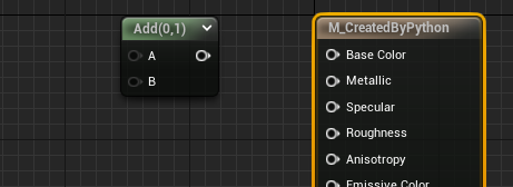 An image of the Add Node in the Material Editor of Unreal Engine