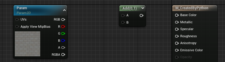 An image of the Add and Texture Node in the Material Editor of Unreal Engine