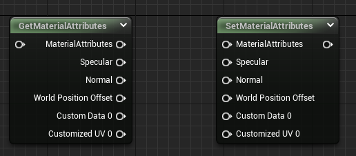 An image of the Get/SetMaterialAttribute Node in the Material Editor of Unreal Engine