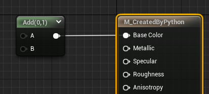 An image of connecting the Add Node to the Base Color in the Material Editor of Unreal Engine