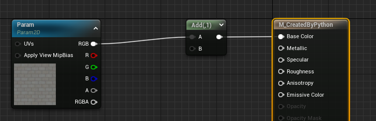 An image of connected expressions in the Material Editor of Unreal Engine