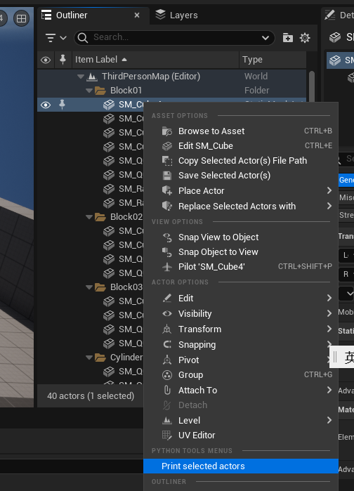TAPython-created menu items in Unreal Engine's main menu