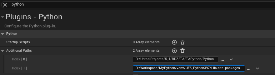 'Additional Path' settings with 3rd-party package path included