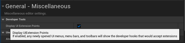 Displaying UI Extension option in Unreal Editor settings