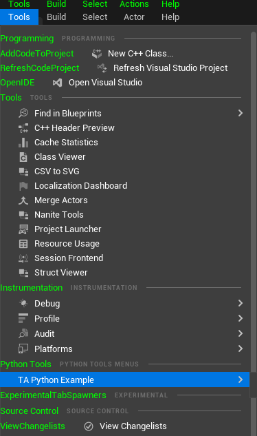 A snapshot of 'UI Extension Points' activated