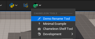 Chameleon Tool's menu entries in Unreal Editor main bar