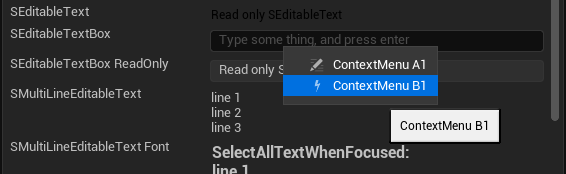 Context menu of SEditableTextBox