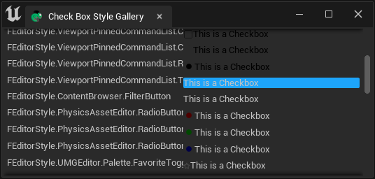 Snapshot of SCheckbox styles