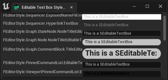 Snapshot of SEditableTextBox styles