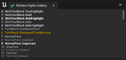 Snapshot of SRichText styles