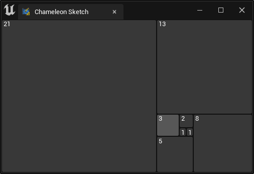 Buttons arranged in a Fibonacci layout