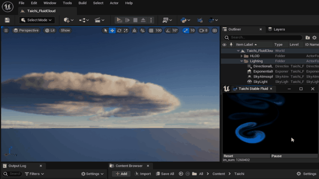 GIF showing modification of volumetric clouds using only Python through TAPython plugin and Taichi-lang
