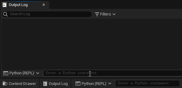 Python hello world gif in Unreal Editor