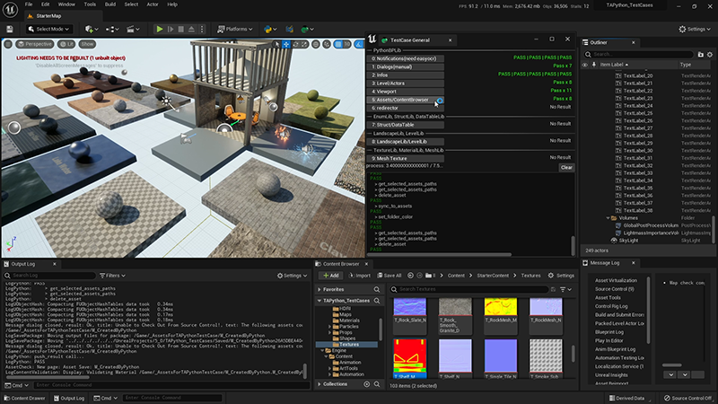 A GIF of running test case in unreal engine