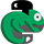 Green chameleon icon with Python logo in the background