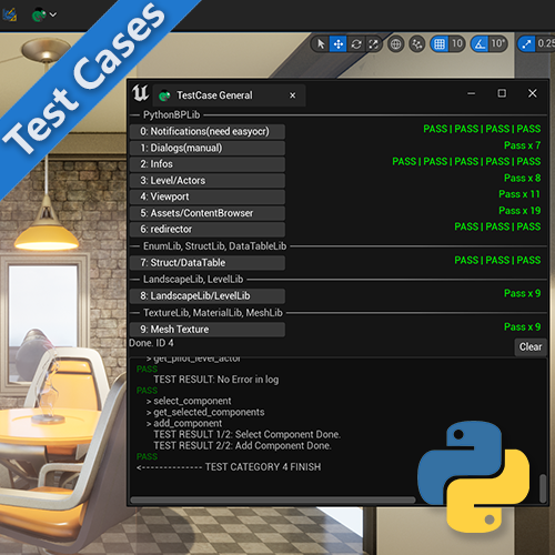 TAPython in Unreal Engine test case snapshot.