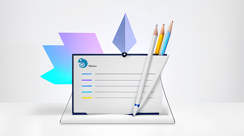 cartoon desktop with TAPython logo